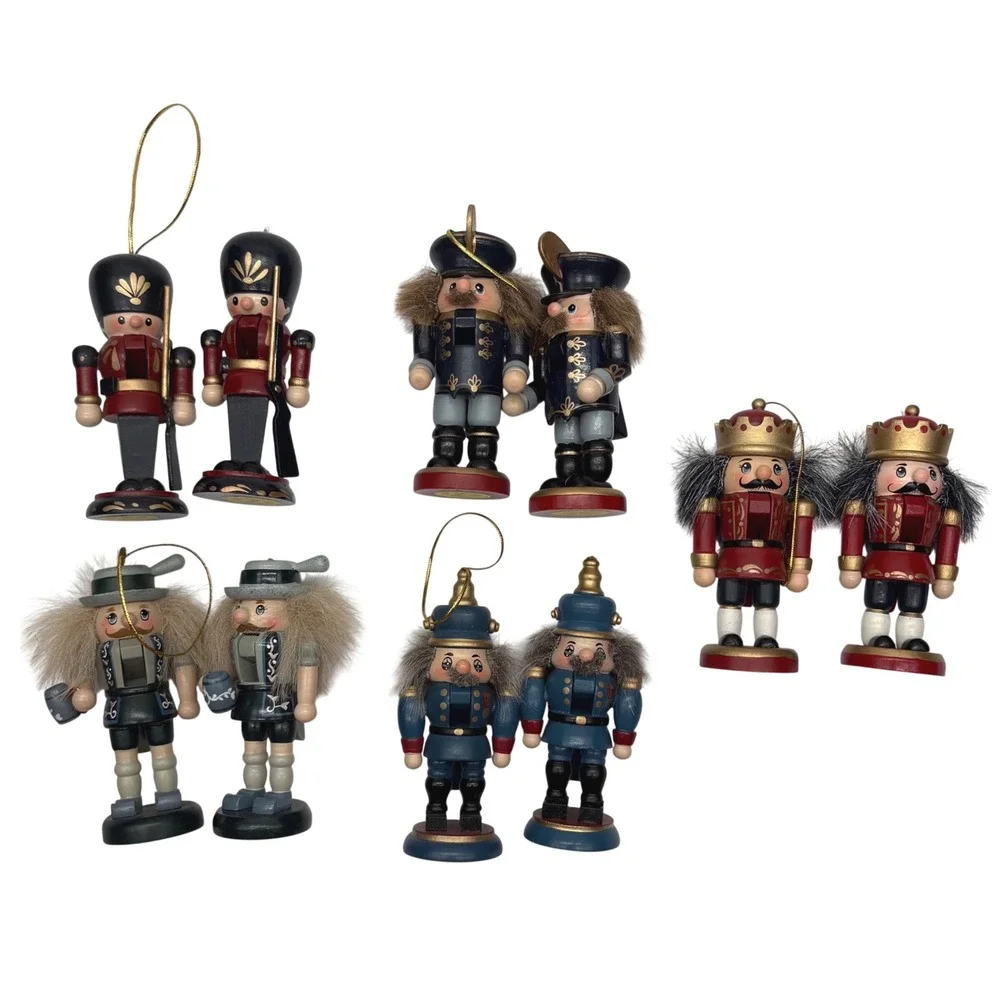 Zims Heirloom Collectibles Wooden Nutcracker Christmas Ornaments Set of 10